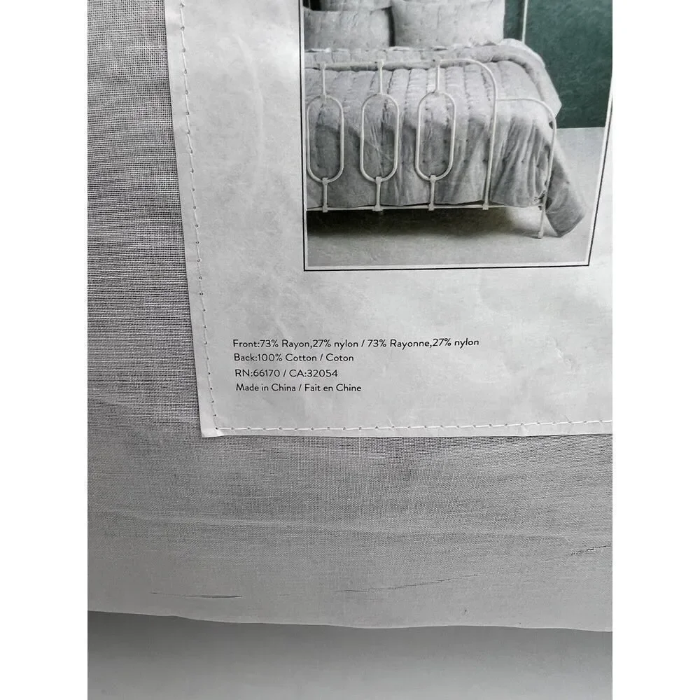 Anthropologie Velvet Emery Quilt Queen Size Embroidered Silver